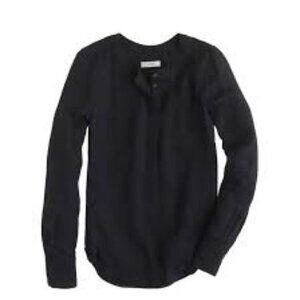 J. CREW Women's Black Drapey Crepe Henley Tunic Top Size XS